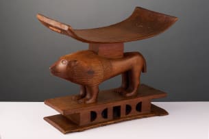Ashante stool with lion emblem, Ghana