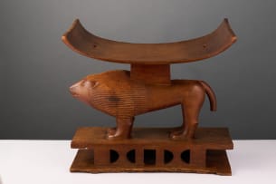 Ashante stool with lion emblem, Ghana