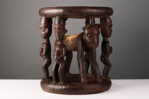 Stool with figures and animals, Cameroon