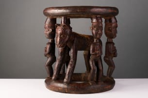 Stool with figures and animals, Cameroon