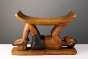 Ashante stool with supportive figure, Ghana
