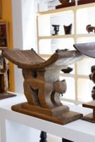 Ashante stool with leopard emblem, Ghana