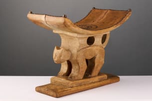 Ashante stool with leopard emblem, Ghana