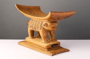 Ashante stool with tiger emblem, Ghana