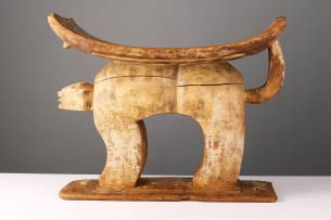 Ashante stool with leopard emblem, Ghana