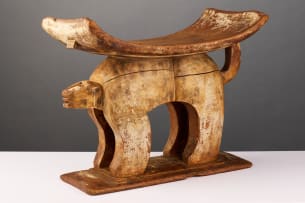 Ashante stool with leopard emblem, Ghana