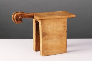 Mossi stool with ancestral head on handle, Upper Volta