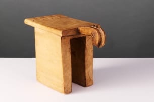 Mossi stool with ancestral head on handle, Upper Volta