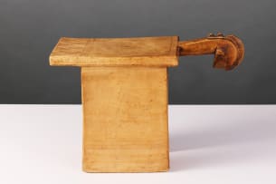 Mossi stool with ancestral head on handle, Upper Volta