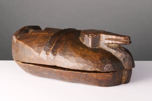 Lozi wooden bowl with duck lid, Zambia