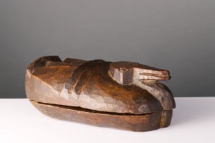 Lozi wooden bowl with duck lid, Zambia