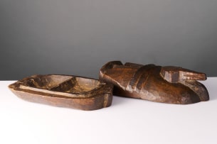 Lozi wooden bowl with duck lid, Zambia