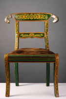 Decorative, painted wooden side chair