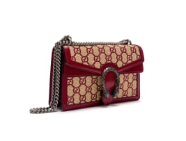 Gucci; A Straw Jacquard Azalea Calfskin GG Monogram Small Dionysus Shoulder Bag with Antique Silver-Tone Hardware