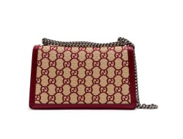 Gucci; A Straw Jacquard Azalea Calfskin GG Monogram Small Dionysus Shoulder Bag with Antique Silver-Tone Hardware