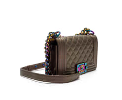 Chanel; A Limited Edition Bronze Leather Small Boy Bag with Iridescent Hardware