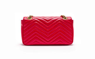 Gucci; A Red Matalassé GG Marmont Bag with Gold-Tone Hardware