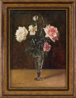 Frans Oerder; Roses in a Glass Vase