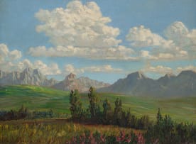 George Paul Canitz; Landscape with Trees and Distant Mountains