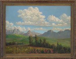 George Paul Canitz; Landscape with Trees and Distant Mountains