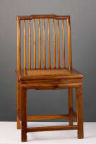 Pair of Chinese wood and rattan chairs