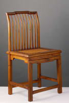 Pair of Chinese wood and rattan chairs