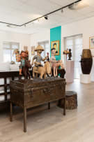 Steel travelling trunk on stand, England