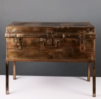 Steel travelling trunk on stand, England