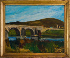Anton Lamprecht; Landscape with Bridge