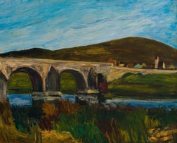 Anton Lamprecht; Landscape with Bridge