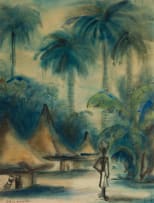 Maurice van Essche; Water Carrier with Palm Trees Beyond