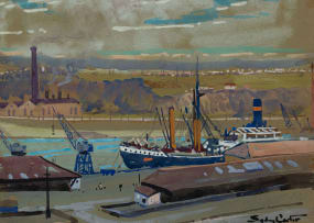 Sydney Carter; Boats in a Harbour Scene