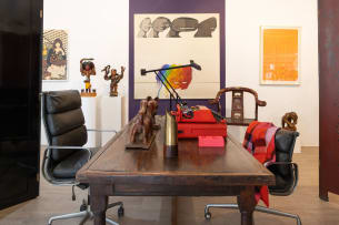 High-back chrome and leather desk chair