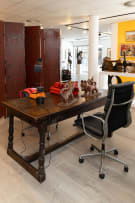 High-back chrome and leather desk chair