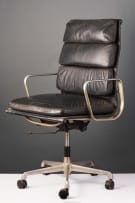 High-back chrome and leather desk chair