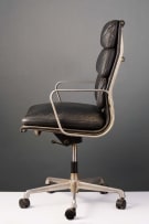 High-back chrome and leather desk chair