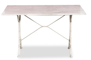 Painted steel table with marble top