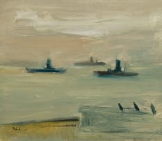 Carl Büchner; Ships in Grey Dawn