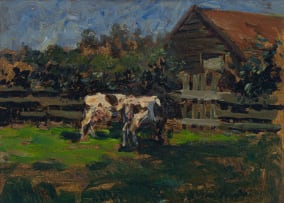 Attributed to Carel Dake; Friesland Cattle by a Shed