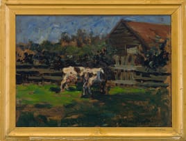 Attributed to Carel Dake; Friesland Cattle by a Shed