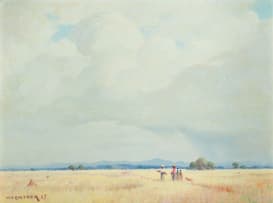 Willem Hermanus Coetzer; Figures Walking through the Veld