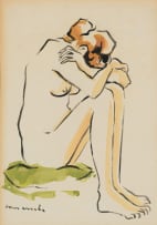 Maurice van Essche; Seated Nude on a Green Cushion
