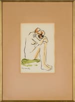Maurice van Essche; Seated Nude on a Green Cushion