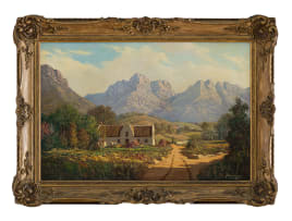 Gabriel de Jongh; Mountain Landscape with a Cottage