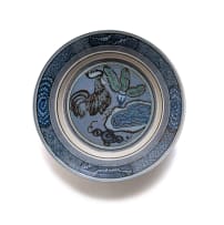 Ian Calder; Bowl decorated with rooster and plant