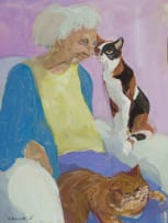 Marjorie Wallace; Seated Woman with Two Cats