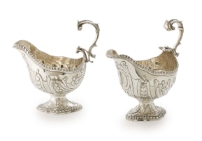A pair of George III silver sauce boats, William Stroud, London, 1815