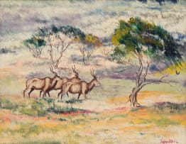 Simon Moroke Lekgetho; Three Kudu in the Bushveld
