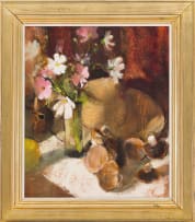 Louis van Heerden; Still Life with Cosmos and Mushrooms