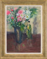 David Porter; Flowers and a Porcelain Figure